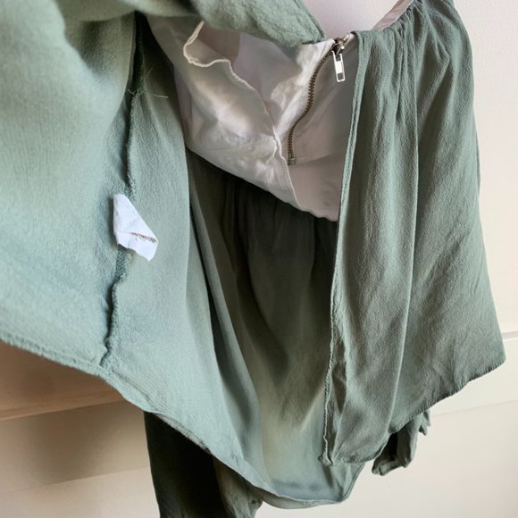 4SIENNA Sage Green Ruffle Off The Shoulder Long Sleeve Crop Top - Picture 10 of 10